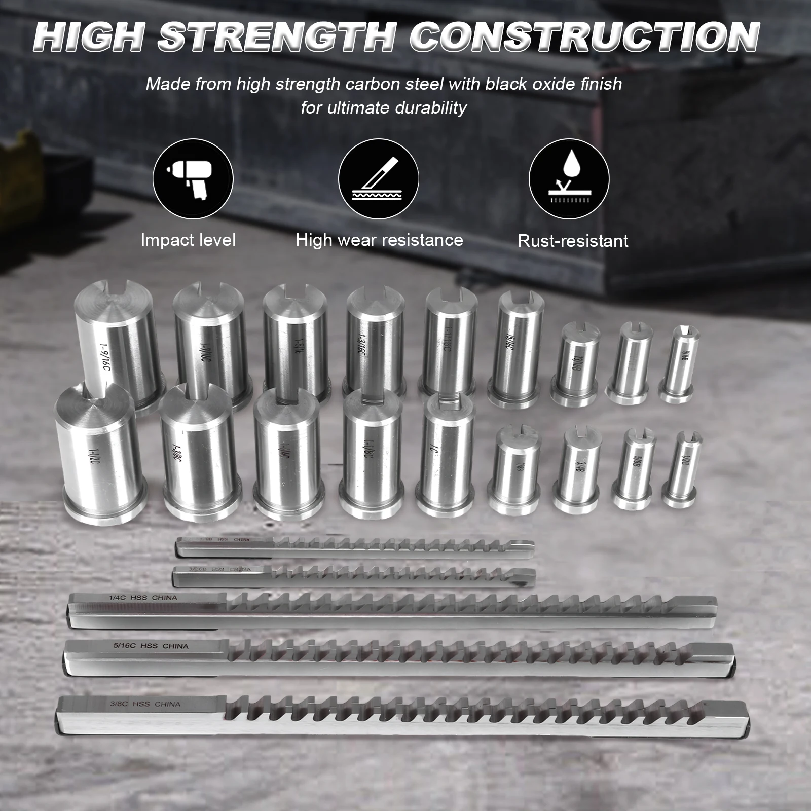 

Keyway Broach Kit Keyway Spline Broaching Set with 5 Broaches 18 Bushings 7 Shims 30pcs for Metalworking and Manufacturing