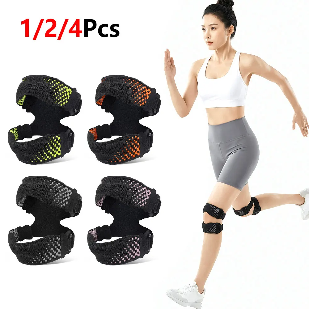 1/2/4Pcs Sports Knee Brace with Patella Strap, X-Type Adjustable Compression Support for Running Gym Hiking Cycling Men Women
