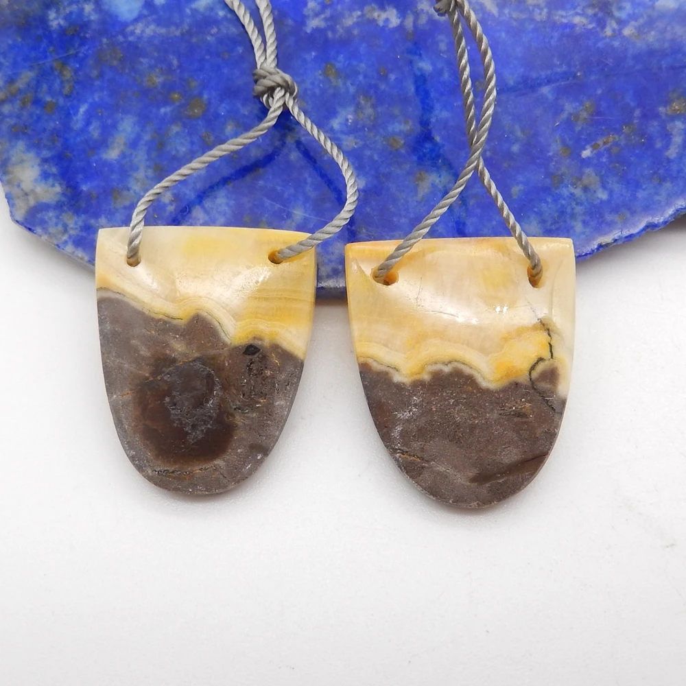 Natural Bumble Bee Stone Double Hole Earring Beads For Womens,Handmade Gift DIY Semiprecious Stone Jewelry Accessories