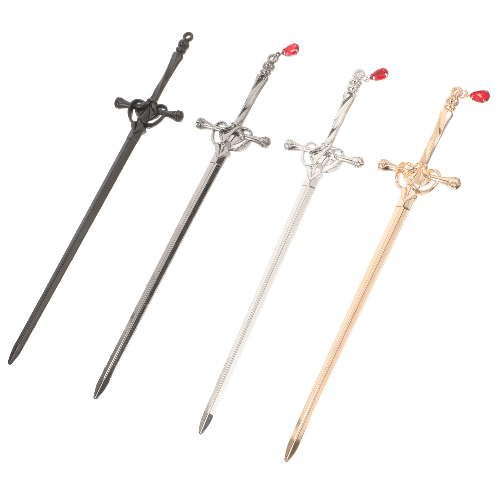 4 Pcs Ancient Style Sword Hairpin Accessories Chopsticks Vintage Hanfu Formal Women Metal Buns Zinc Alloy Miss