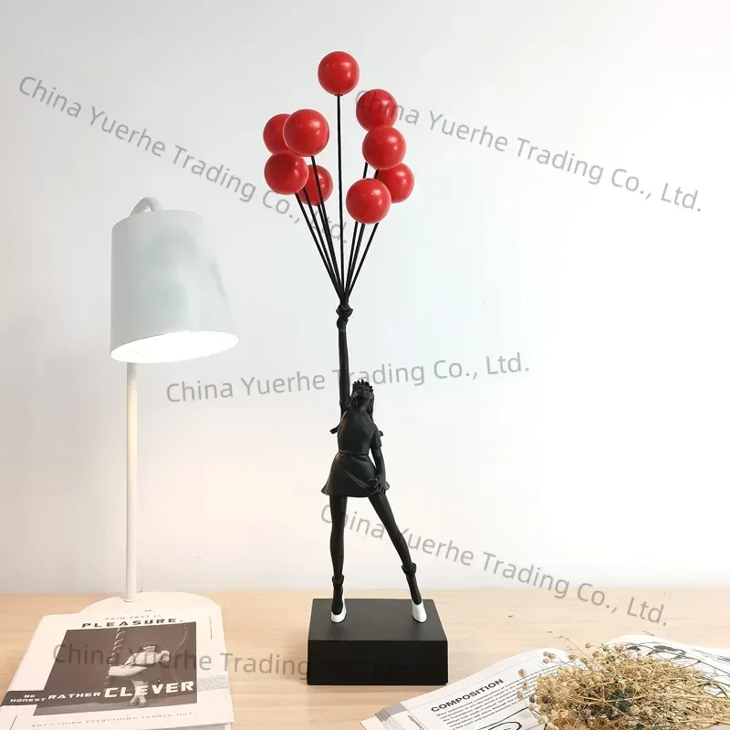 

Banksy Balloon Girl Ornament Sculpture Modern Simple Ornament Resin Crafts Table Decoration