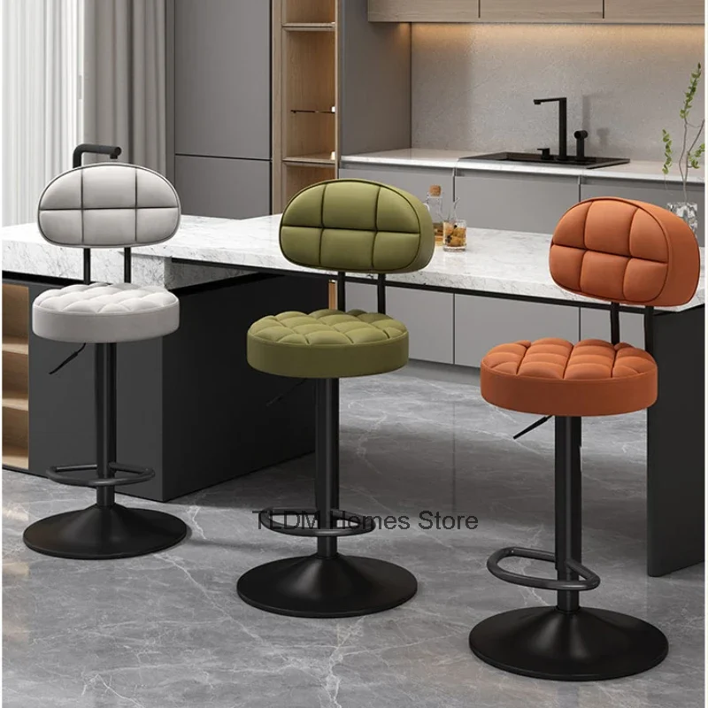 

Modern Bar chair Home high stool kitchen Swivel barchair design register counter black metal lift backrest stool Bar furniture