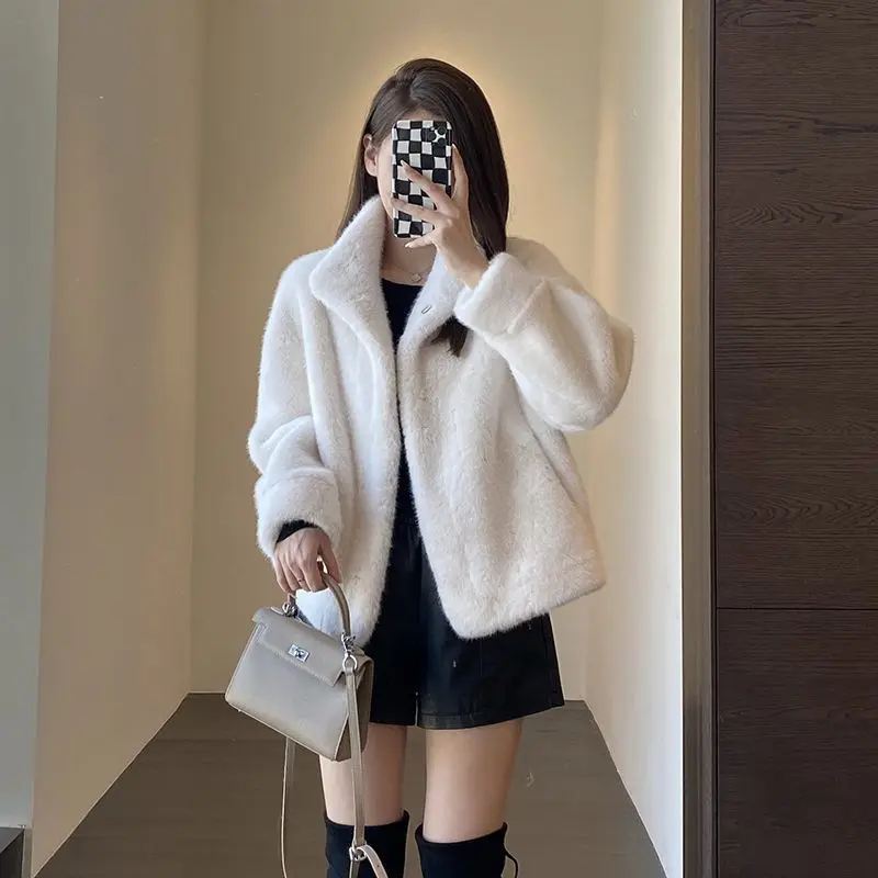 

Faux Fur White Coats Womens Morning Feminina Split Chaquetas Work Vibe Double-Button Feminino Modern Comfy Striped Hand-Cut Slim