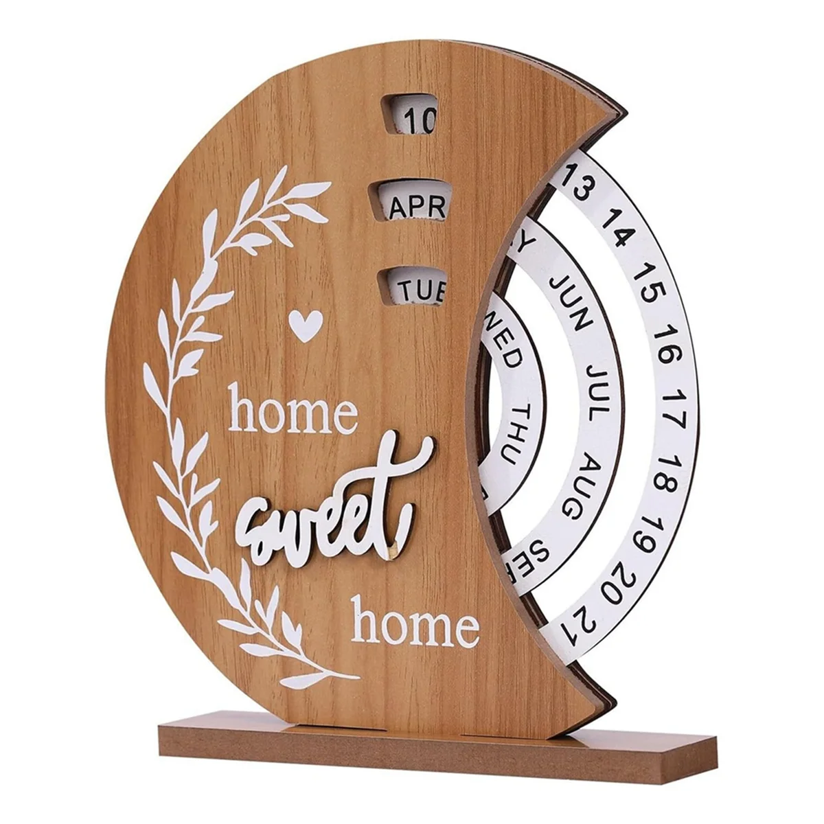 Wooden Calendar Home Porch Decoration Office Desktop Decoration Manual Rotating Desk Calendar Sweet House A