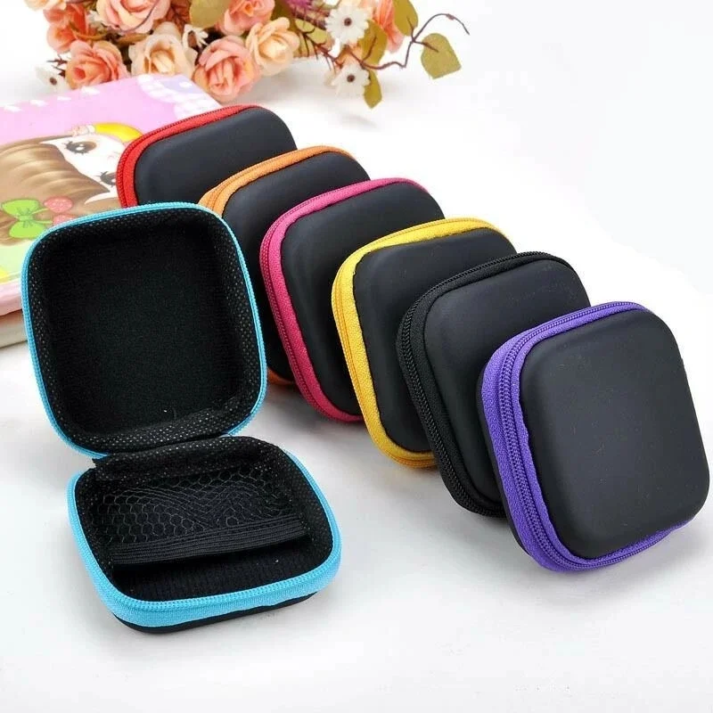 Headphone Case Colorful Travel Women Men Zipper Mini Coin Key Headphone Charger Holder Bag Storage  Box Organizer