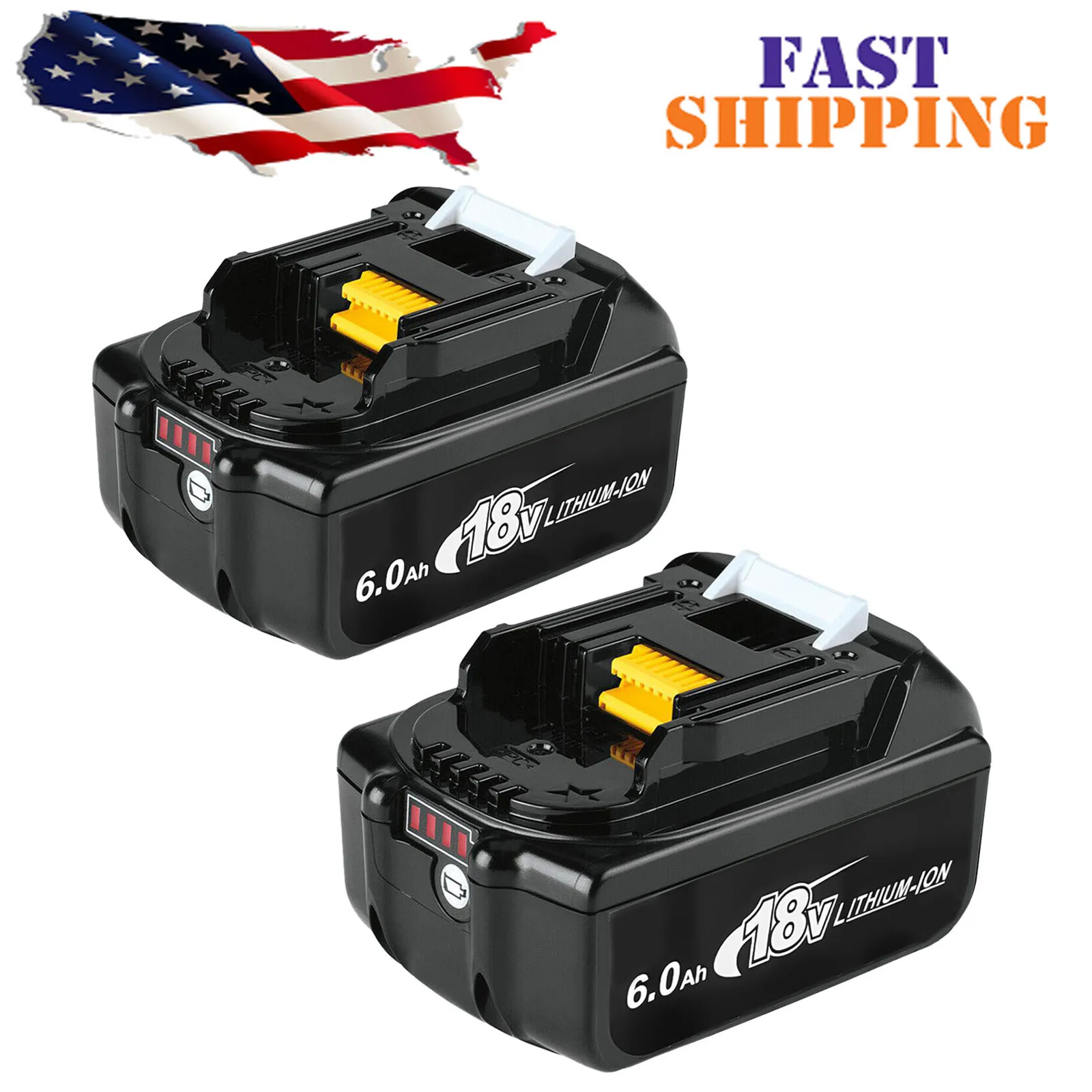 

2 Pack Replacement 18V 6.0AH Battery Compatible with BL1850B BL1850 BL1840 with LED Indicator Multiple Protections