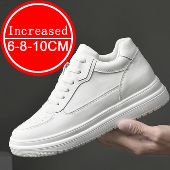 Mann Echtes Leder Casual Mode Sport Plattform Schuhe Erhöhen Höhe 4/6/8/10CM Weiche unsichtbare Höhe Zunehmende Schuhe 36-43
