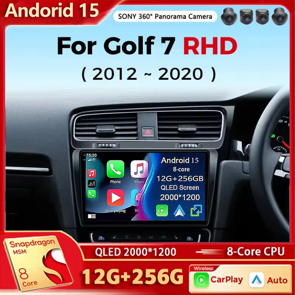 

Для Volkswagen VW Golf 7 MK7 GTI 2011-2021 Android стерео видеоплеер 2 Din Android 15 автомобильный радиоприемник с правым рулем RHD Carplay