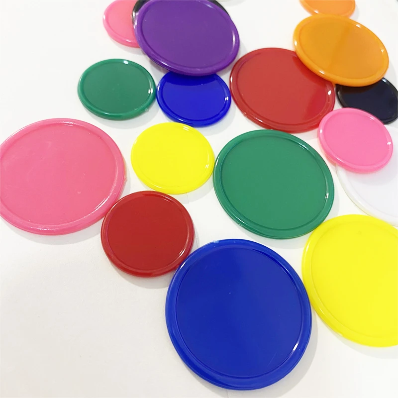 100Pcs 25mm 37mm PS Plastic Chips Markers Token Fun Family Club Board Games for Teaching Mus 9 Colours