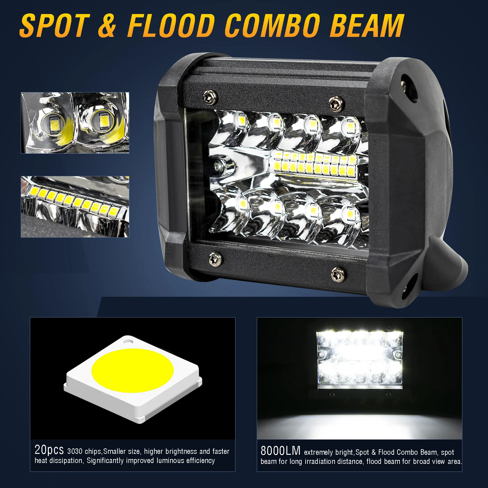 4X LED Pods 4Inch 60W LED Light Bar Spot Flood Off Road Light LED Work Light Driving Fog Lamps Pickup Truck Jeep ATV SUV Light