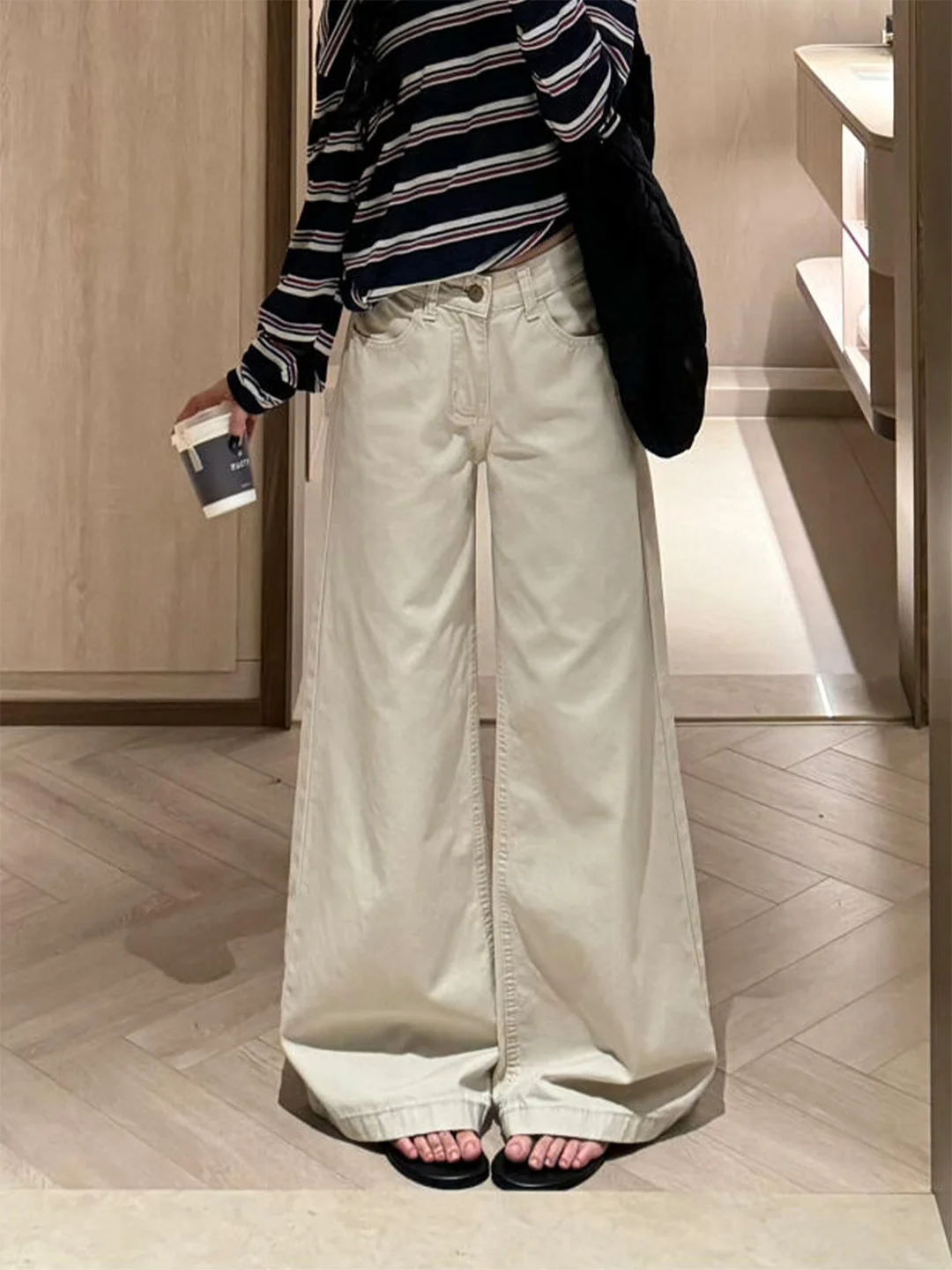 

High Waist Wide Leg Skinny Jeans Thin Denim Summer New Style Women's Slimming Trousers American Style Casual Pure Color