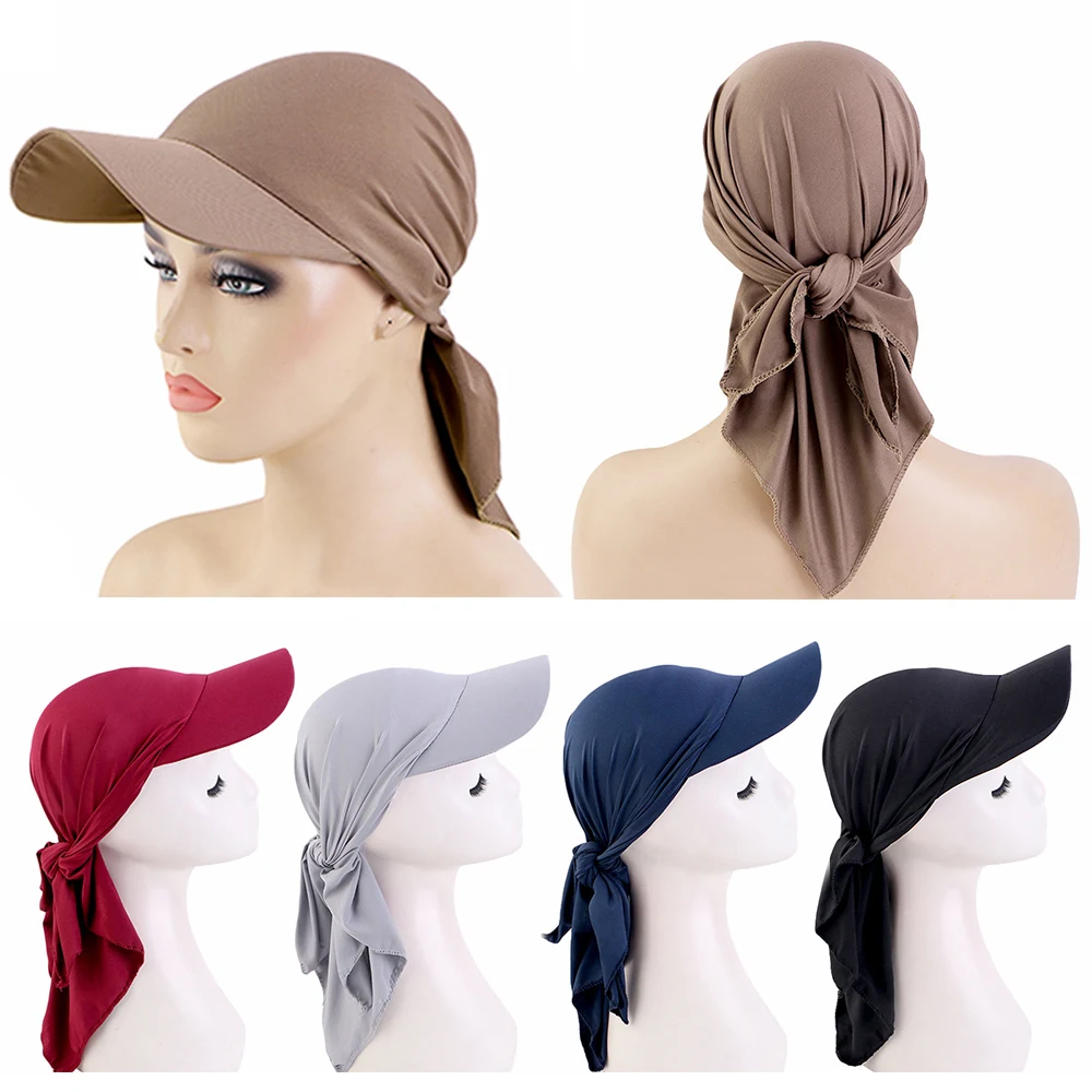 Muslim Hijab Headscarf Baseball Cap Sun Hats Scarf Cap Bonnet Turban Hijab Caps Fashion Soft Outdoor Sun Protection Turban Hat