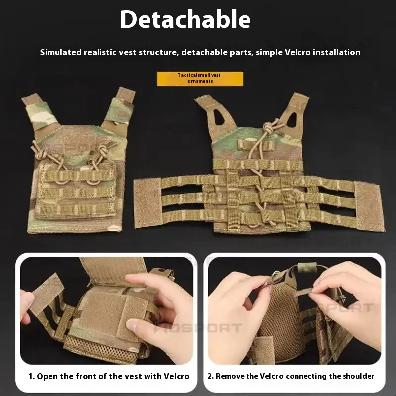 ZimomoClothes Mini Taktische Katze Kleine Weste Katzen können getragen werden Desktop Auto Mokoko Dekorative Ornamente Abnehmbare Figurensammlung