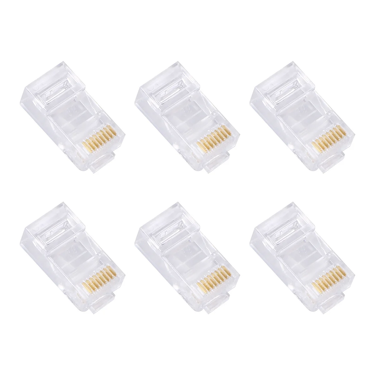 

1000pcs 8 Pin 8P8C Cat5E Network Connector Gold Plated Modular Plug For High Speed Data Transmission White Durable