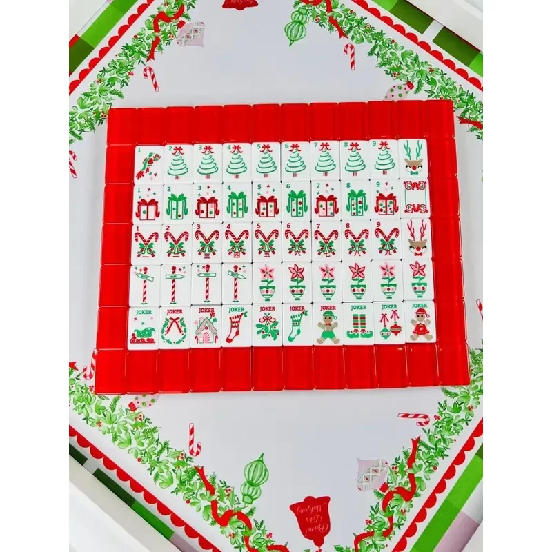 Luxury Acrylic Mahjong Set American Style 166 Tiles Durable Premium Holiday Game Customized Christmas Gift Box Long Lasting
