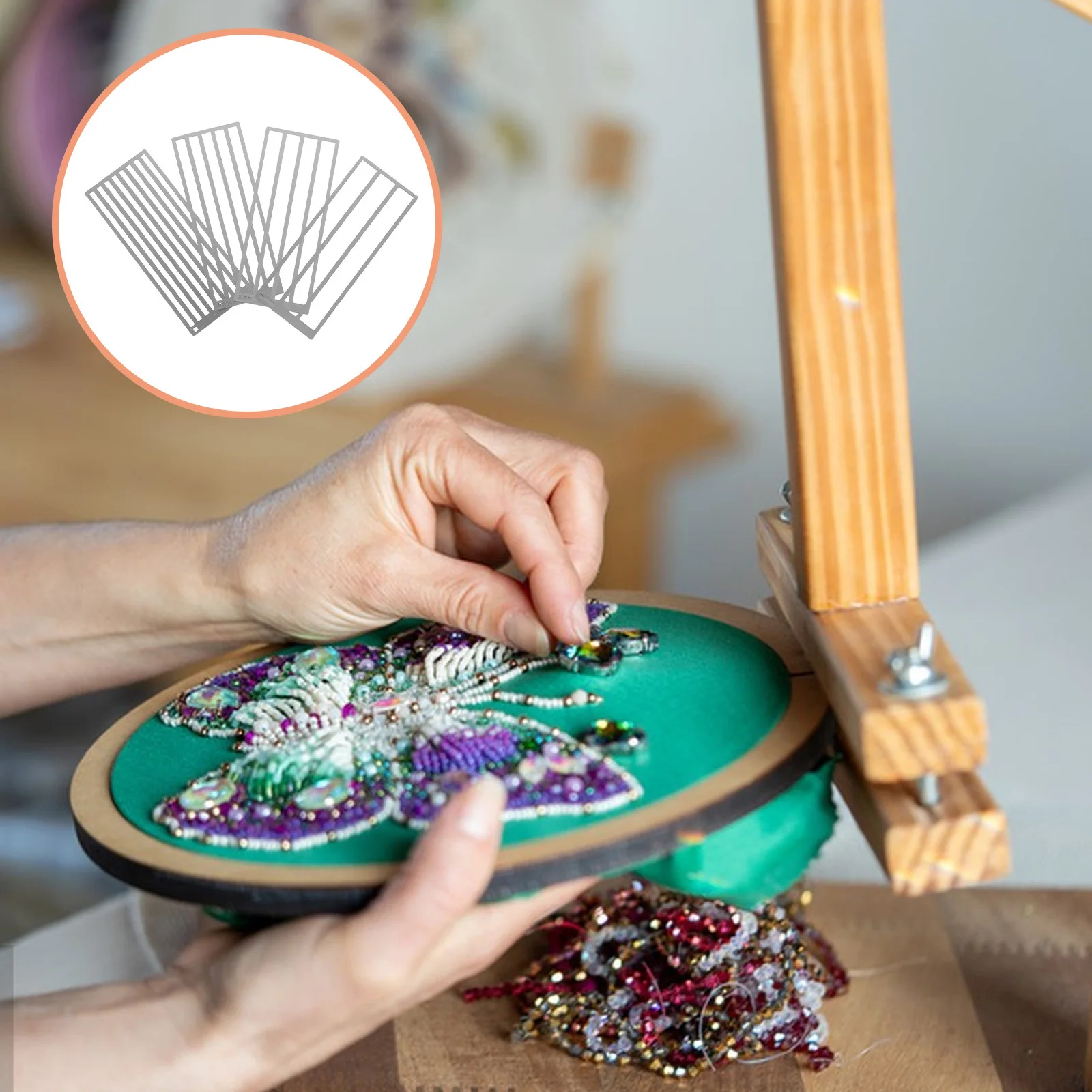 

4Pcs Diamond Art Ruler Precision Drill Placement Stainless Steel DIY Painting Rhinestone Dot Alignment Tool for Crafts