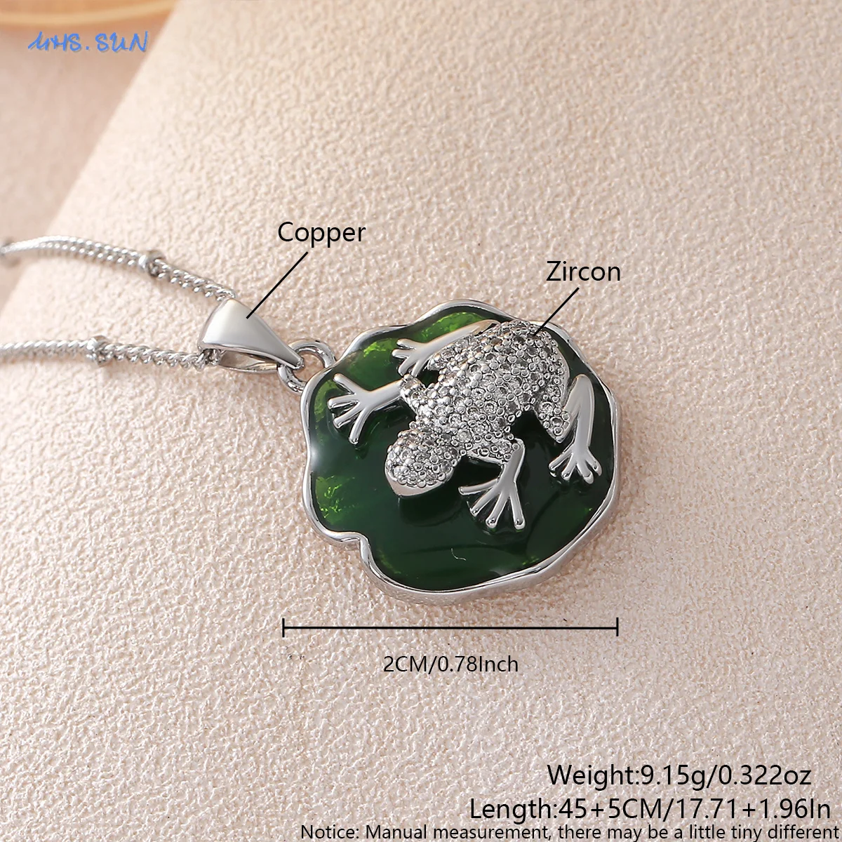 MHS.SUN فريد قطرة النفط لوتس ليف على شكل قلادة القلائد الذهب/الفضة اللون الضفدع مكعب الزركون سلسلة مجوهرات للنساء الرجال