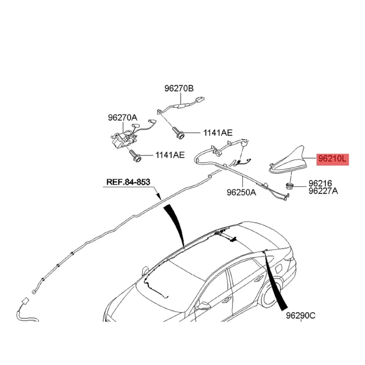 Car Shark Fin Antenna 96210-C3150 96210-C1150 for Hyundai Sonata 2015-2019 Roof Shark Antenna Assembly 96210C3150