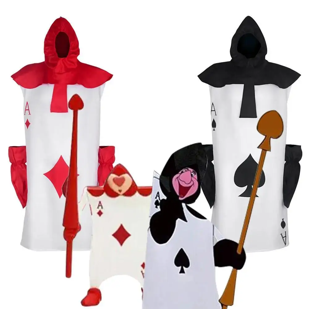 Movie Unisex Poker Warrior Cosplay Costumes Anime Alice Story Wonderland Cosplay Coat Gloves Poker Warrior Suits Outfits Hallow