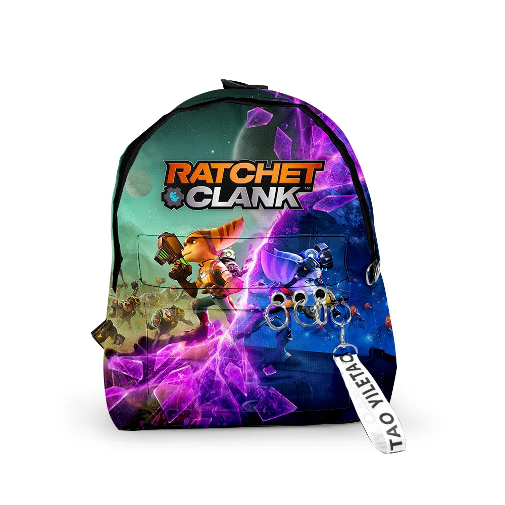 Ratchet & Clank Rift Apart 2023 New Cartoon Backpack Schoolbag Travel Bag Casual Style Harajuku Daypacks Rucksack