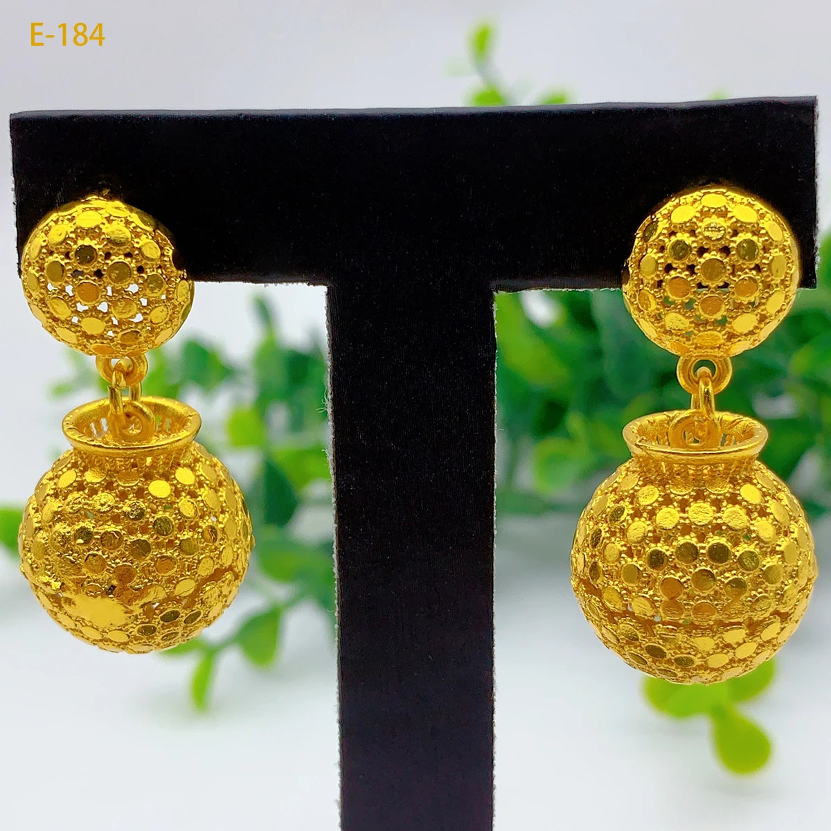 Indian Ball Earrings For Women Trend Ethnic Turkish 24k Gold Plated Big Dubai Hanging Earring Banquet Jewelry Gift view 4