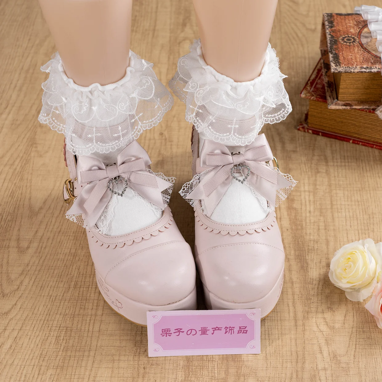 Original Black Mass- Produced Tianlei Sweet and Cute Shoes Clip Bow Handmade Shoes Buckle Shoe Flower Lolita Shoe Accessories