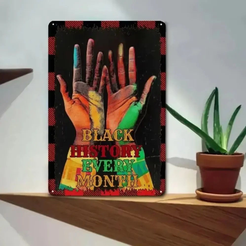 

Retro tinplate painting Modern Black History Month Metal Tin Sign, Multipurpose Wall Hanging Decor for Home, Living