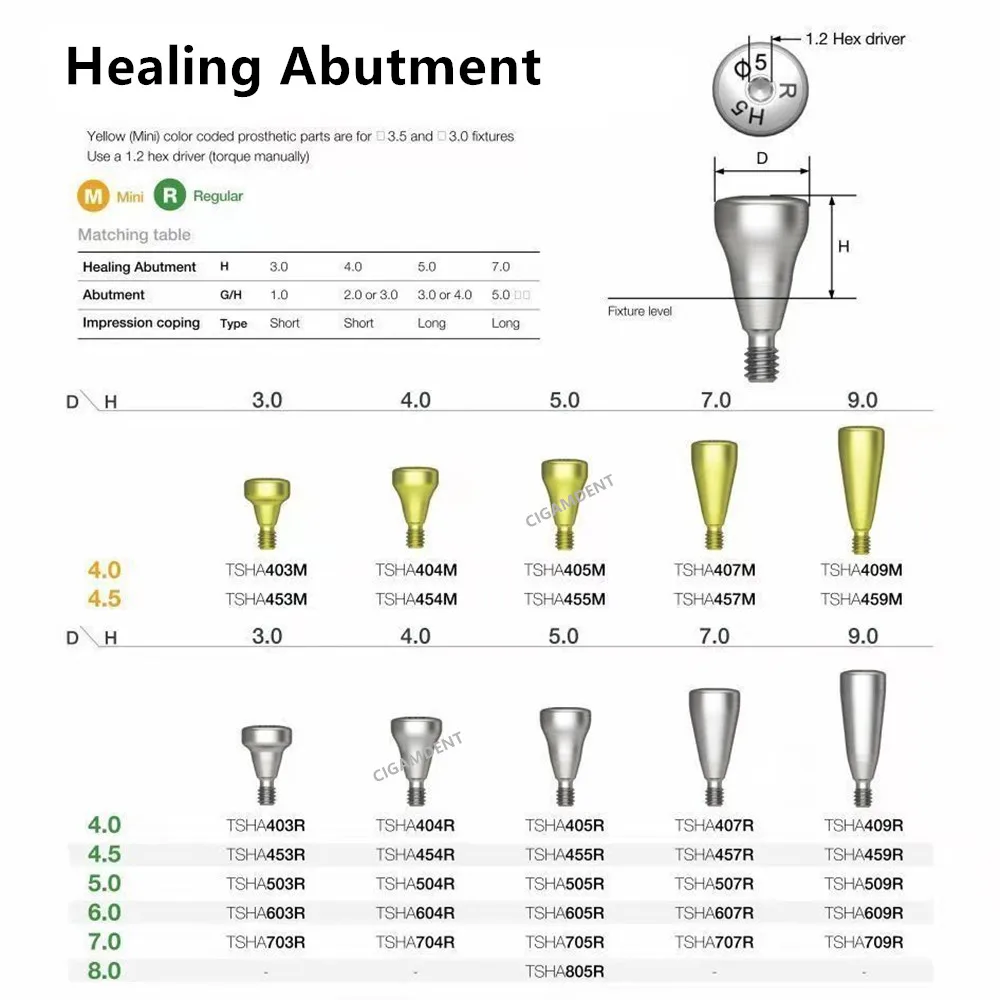 أدوات طب الأسنان من سبائك التيتانيوم ، قبعات الشفاء ، أدوات تحسين الأسنان ، سابقة لطب الأسنان من مادة Osstem Tsi ، Hiossen ETIII ، 5 ks