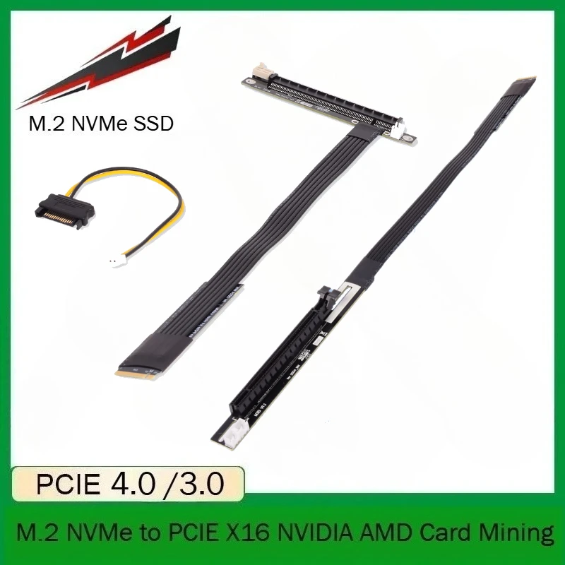 New M.2 Nvme To Pcie 4.0 X16 Extension Cable Gen4/3 Riser Adapter Jumper Mining Cable For GTX RTX Graphics Video Card BTC Mining