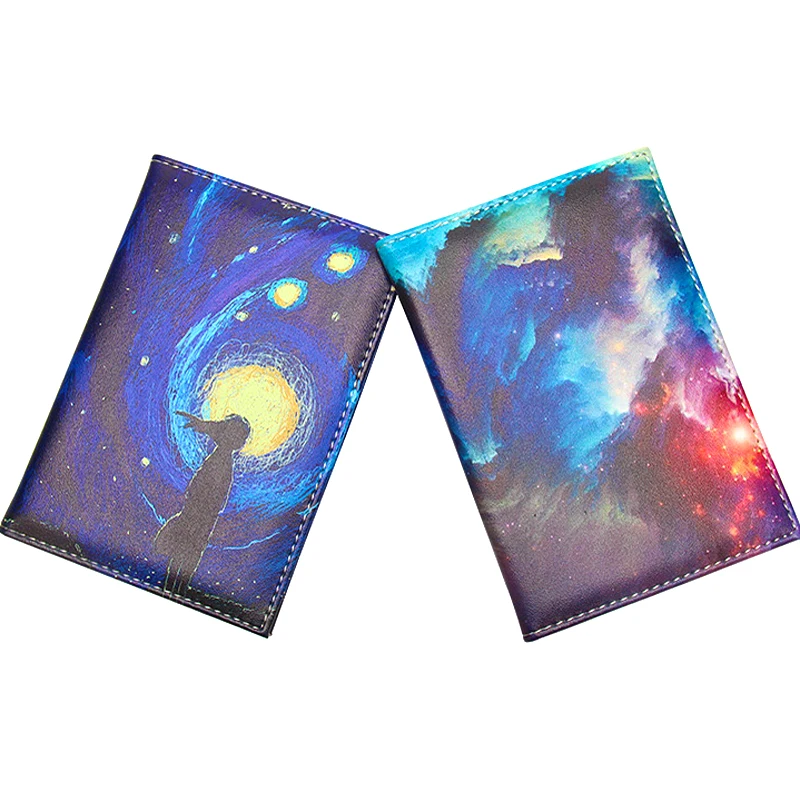 New Creative Universe Starry Pattern Passport Cover PU Leather Travel Passport Wallet Star Sky Women Men Passport Holder Case