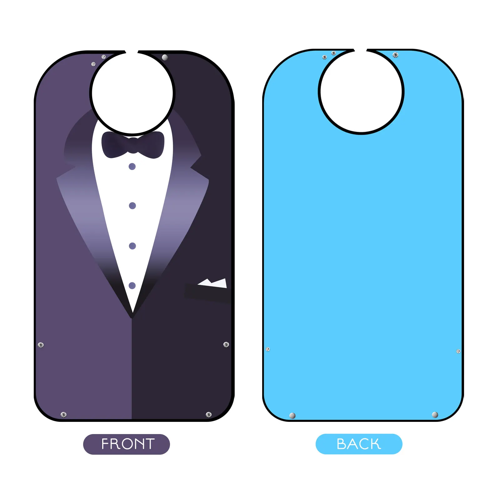 

2Pcs Adult Bibs Suit Pattern Printed Washable Snap Button Adjustable Clothing Protector Elderly Mealtime Eating Bibs