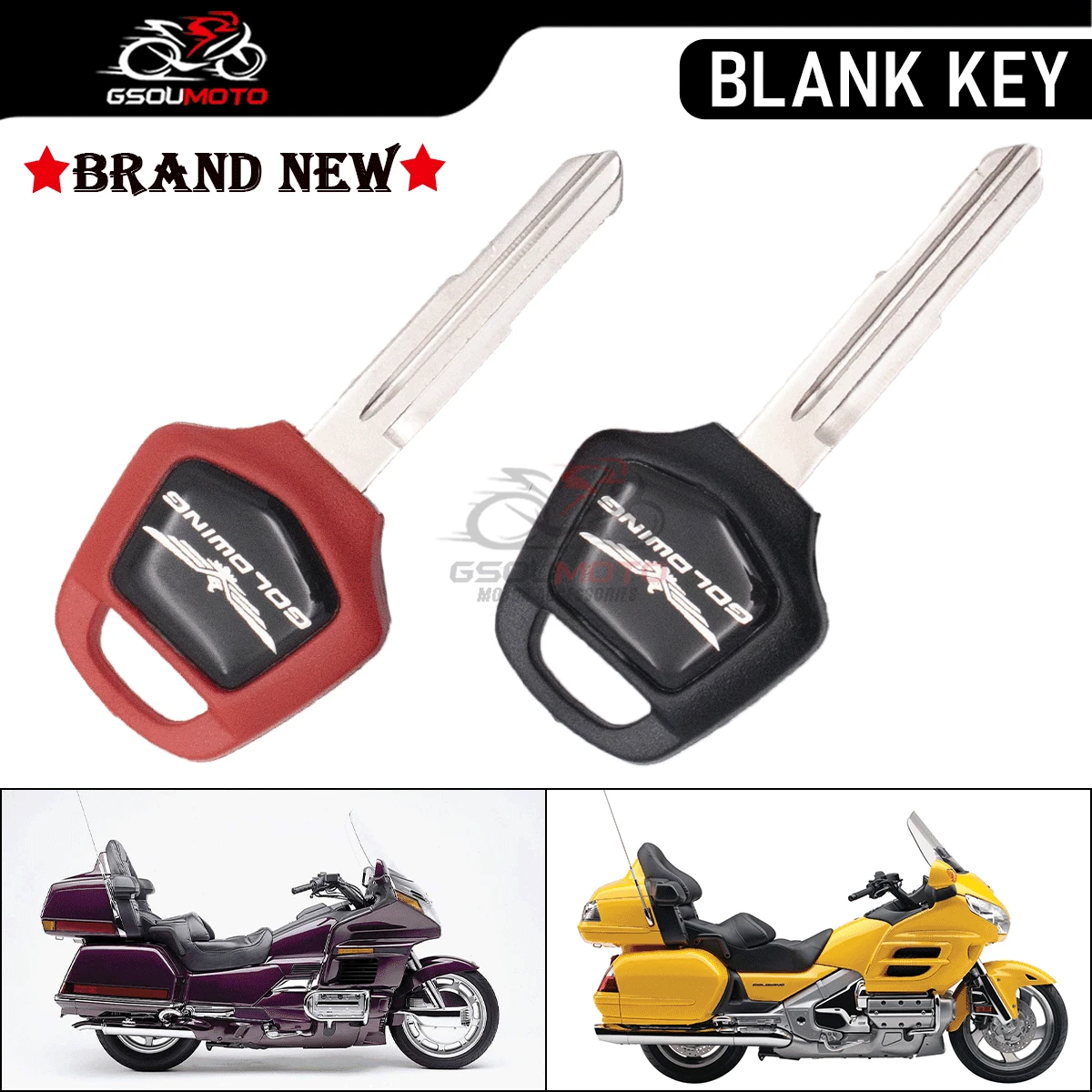 Uncut Blank Motorcycle Key Replacement for Honda Goldwing GL1800 2001-2018 Motorcycle Parts Uncut Key Blade With Slot for Chip
