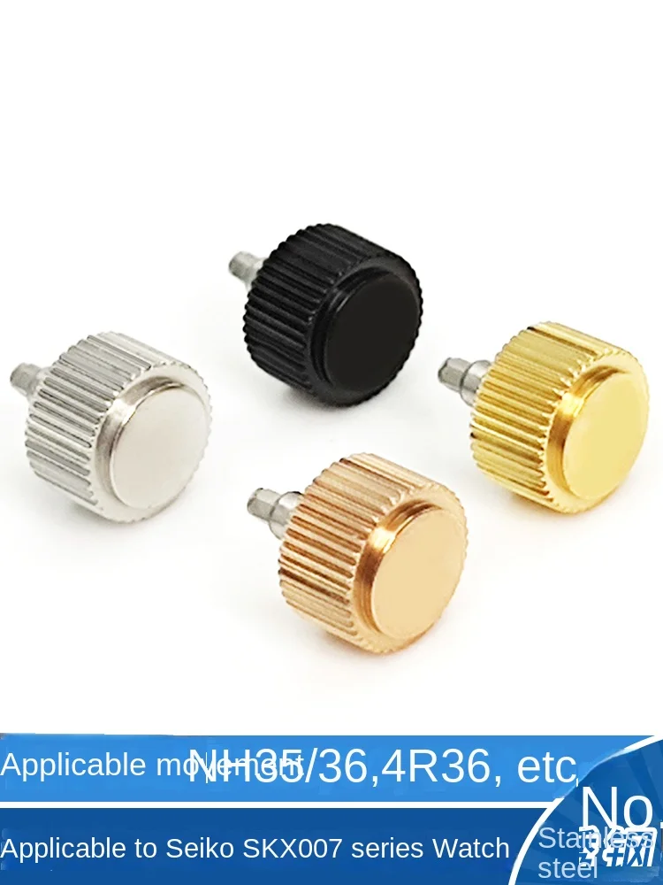 

Корона для часов Seiko SKX007, нержавеющая сталь, золото/серебро/черный, полированная отделка, подходит для NH35, NH36, 7S26, запасные части для механизма