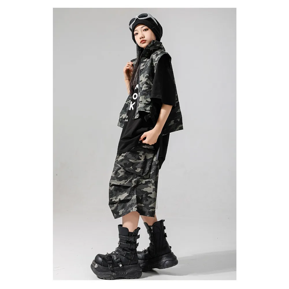 Hip Hop Camouflage 2 Piece Set Street Dance Training Outfit Jazz Stage Wear Camo Loose Streetwear K-pop Dance Casual Dance Suit