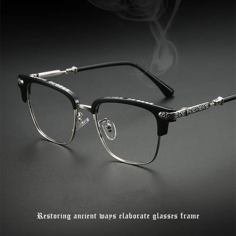 Fashion Metal Legs High-quality Brand Design Decoration Photochromic Eyeglass Vintage Prescription Square Men\'s Glasses Frame