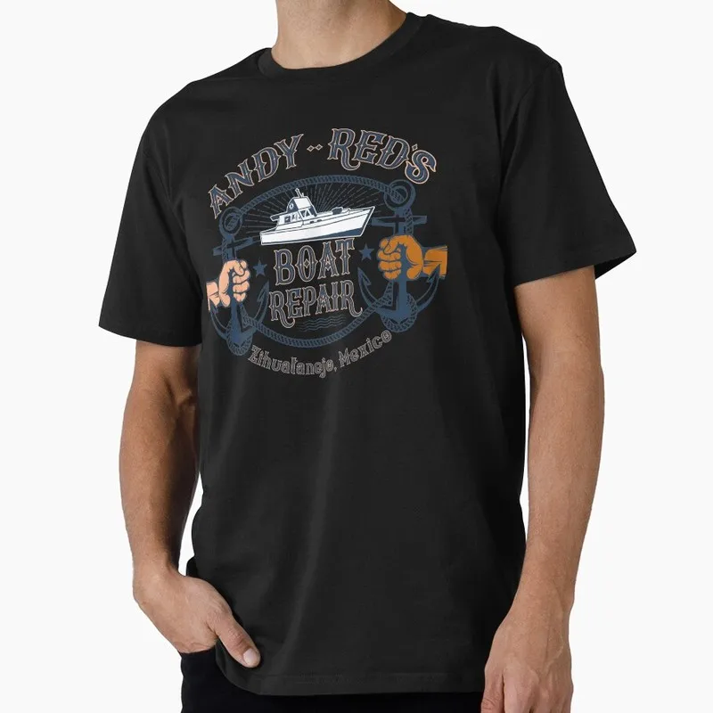 Andy and Red's Boat Repair Zihuatanejo, Mexico Jaws Horror Halloween Gift T Shirt Amity Island Great White Shark Graphic Tees