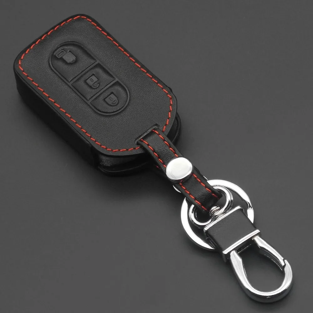 jingyuqin 3 Button Fob Shell Car Key Super Leather Case Cover for Nissan Tiida Note Navara Qashqai Micra Juke X-Trail Pathfinder