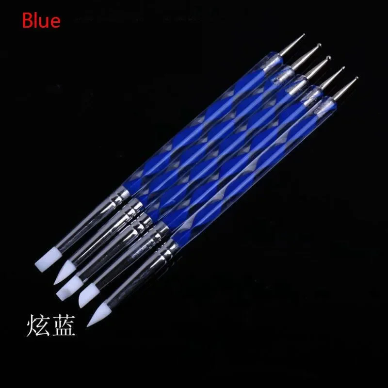 5pcs Manicure Pen Stainless Steel Two Head Polymer Clay Tool Silicone Pen Sculpture Tools Dotting Pen Pottery Tool