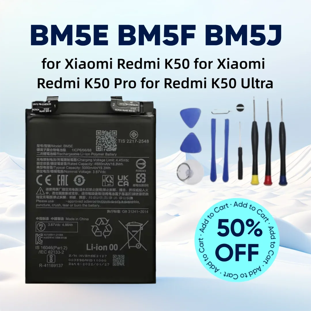 

New BM5E BM5F BM5J Phone Battery for Xiaomi Redmi K50 for Xiaomi Redmi K50 Pro for Redmi K50 Ultra / 12T Pro Batteries