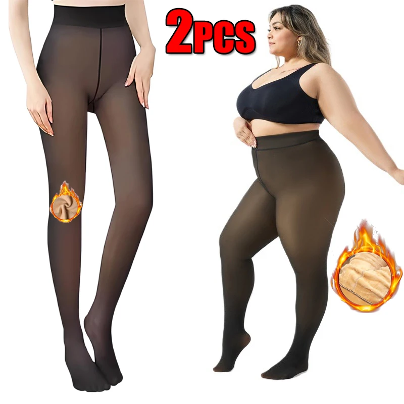 Sexy Translucent Thermal Tights Stockings Women Elastic Thick Slim Pantyhose Leggings Female Velvet Thermo High Waist Pantyhose