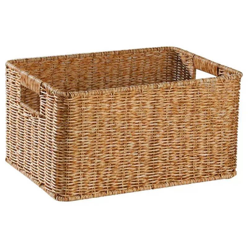 Wicker Storage Basket Woven Holder for Bathroom and Kitchen Drawer, Home Weave, Plastic Rattan, Finishing Kitchen Organizer