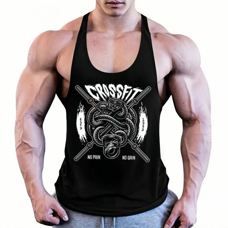 

Muscle Guys Sleeveless Gym Tank Top Men Cotton Y-Back Vest Focus Bodybuilding Fitness Training Athletic Activewear