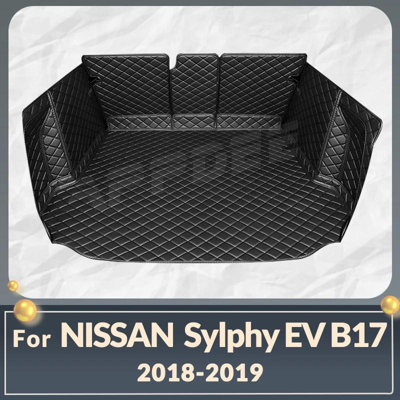 Auto Full Coverage Trunk Mat For Nissan Sylphy EV 2018 2019 Car Boot Cover Pad Cargo Liner Interior Protector Accessories