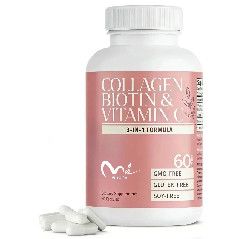 Collagen Peptide 3000mg Capsule (per Serving), Containing Biotin and Vitamin C - for Hair, Skin, and Nail Health Support