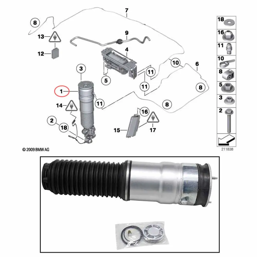 1x Rear Air Suspension Spring Bag For BMW 7 Series F01 F02 F04 F07 2009-2015, OEM 37126858811 37126858812 High-Quality Auto Part