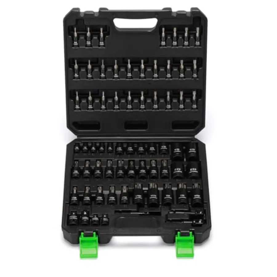 

67-Piece Master Torx Bit Socket and External Torx Socket Set 1/4" 3/8" and 1/2" Drive S2 and Cr-V Steel E4 - E24 T6 - T70 TT6 -