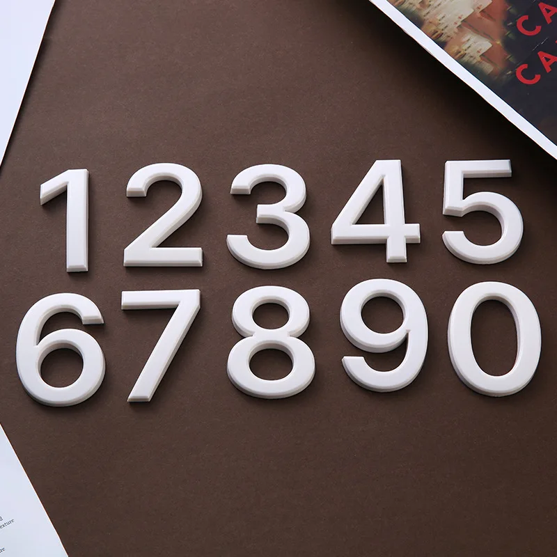 7cm house number digital sign hotel room number plating 3D resin house white black number digital signage door paste plate