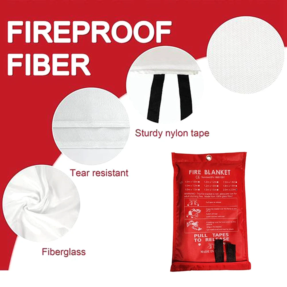 AED2-بطانية حريق للطوارئ، بطانية حريق، بطانية قمع الحريق للمطبخ، الشواية، الموقد (78.7 بوصة × 78.7 بوصة)