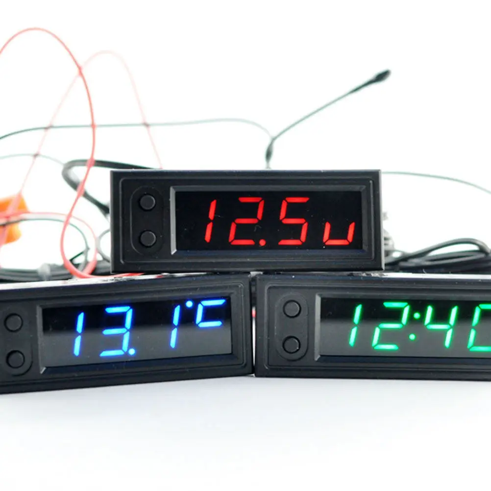 Car Dashboard Thermometer Digital Measurement Clock Display Corrosion Resistant Ultra-Thin Shell for Vehicle Ac