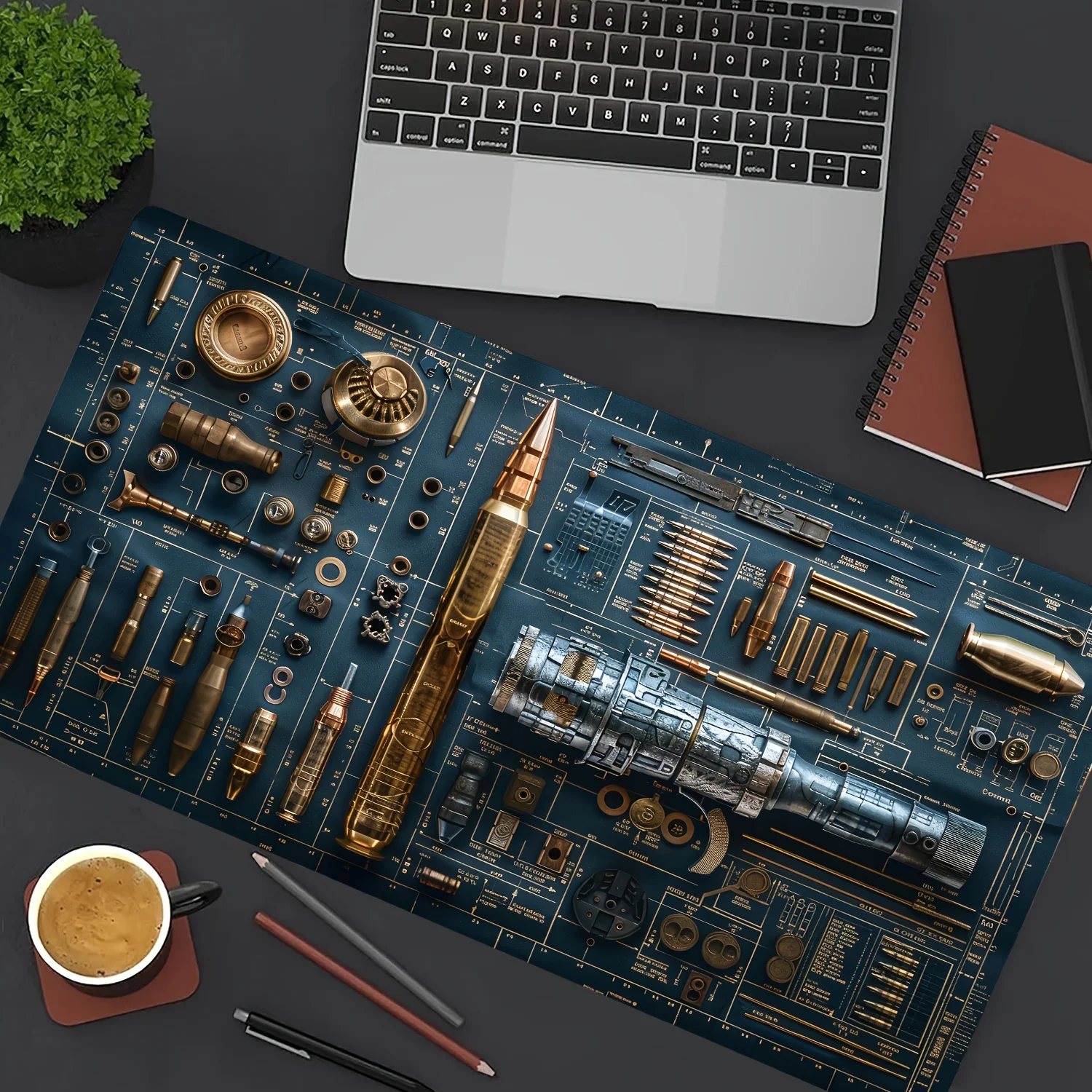 

Steampunk Ammunition Blueprint Mouse Pad Large Rubber Non-slip Desk Accessories Mousepad for Office and Gamer Keyboard Decor Mat